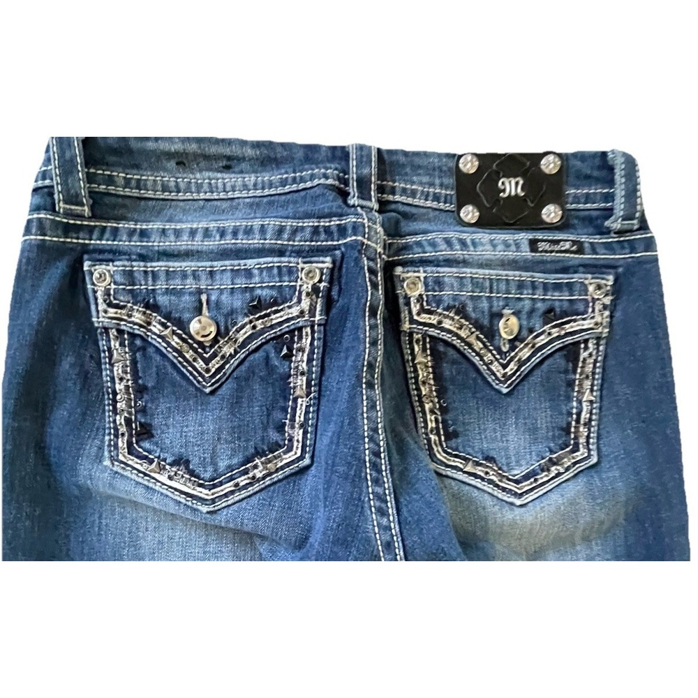 Miss Me Mid-Rise Easy Skinny Jeans Women's 30 Stretch Denim Bling Western